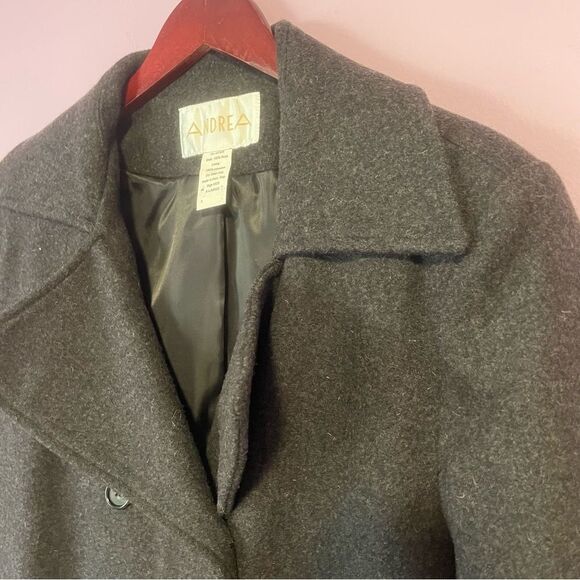 NEW Andrea XL 100% Wool Charcoal Black Peacoat - Picture 2 of 8